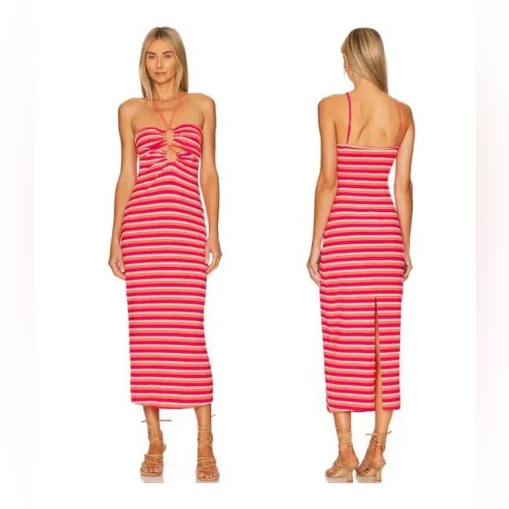 L*SPACE ELLERY MIDI SWIM COVER UP DRESS IN FRESH EZQUIZEED STRIPED SIZE XL